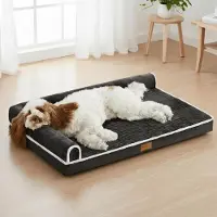 Sonstiges Orthopädisches Hundebett 142x101cm Schwarz L-Form 9cm Dick Schaumstoff