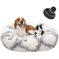Sonstiges Hundebett Donut Plüsch Waschbar Ø60cm Weiß Grau