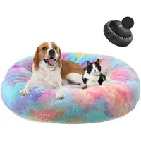 Sonstiges Hundebett Donut Plüsch Waschbar Weich für Hunde & Katzen Ø110cm Colorful Blue