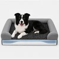 Sonstiges Orthopädisches Hundebett 90x63x16 cm für mittelgroße Hunde mit Memory-Schaum, ergonomischem Rand, wasserdicht & abnehmbarem Bezug