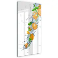 Tulup Wanduhr aus Glas – 30x60 cm - Glasbild - Glasuhr - Gehärtetes Glas -Orangen