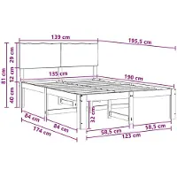 vidaXL Doppelbettgestell mit Kopfteil ROSTOCK Natur 135 x 190 cm