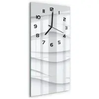 Tulup Wanduhr aus Glas – 30x60 cm - Glasbild - Glasuhr - Gehärtetes Glas -Wellen Abstraktion