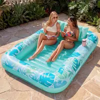 Merkloos Aufblasbares Poolbett 216 x 145 cm, cyan weiß, für Garten