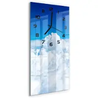 Tulup Wanduhr aus Glas – 30x60 cm - Glasbild - Glasuhr - Gehärtetes Glas -Flug über die Wolken