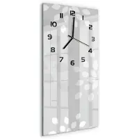 Tulup Wanduhr aus Glas – 30x60 cm - Glasbild - Glasuhr - Gehärtetes Glas -Blumenmuster