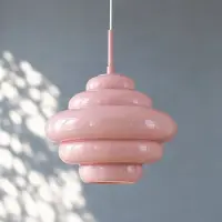 LUCANDE Hängelampe Leilani , dimmbar, violett / pink / rose, für Wohn- / Esszimmer, Glas, Design, Pendelleuchte