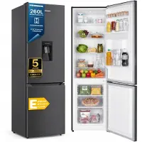 Heinner HC-HM260DGWDE++ Kühl-Gefrierkombination 260 L, Wasserspender, Anti-Fingerprint, Anthrazitgrau