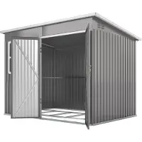 Outsunny Metall Gerätehaus 4,13 m² Geräteschuppen mit Fenster Pultdach Hellgrau