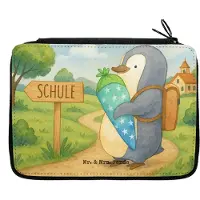 Mr. & Mrs. Panda Etui Pinguin Schultüte Design - Weiß - Geschenk, reiseetui, Mäppchen, Schlampermäppchen, Federmäppchen, Einschulung, Schulanfänger, Erster Schultag, Zur