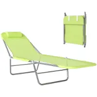 Homu & Co. Sonnenliege – Gartenliege – Campingliege – Klappbarer und verstellbarer Liegestuhl – Mit Kopfstütze – 182 x 56 x 28 cm – Grün