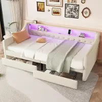 Ropilly Hochbett 90x200cm mit Schreibtisch, Stauraumtreppe, EU-Steckdose und LED-Beleuchtung, Metallrahmen mit hohem Schutzgitter, schwarz