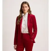Ralph Lauren für Damen. 200B32945002 Stretch-Samtblazer mit roter Paspel (38), Lässig, Baumwolle