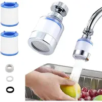 Merkloos Wasserfilter Armatur mit 2 Filterpatronen, 360 Grad drehbar, entfernt Chlor, Fluorid, Schwermetalle