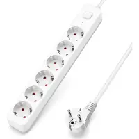 Aigostar Steckdosenleiste 6 fach mit Schalter, Mehrfachsteckdose mit Kindersicherung, Verteilersteckdose mit 5 m Kabel – Größe 6 fach mit 0 USB, 5m Kabel