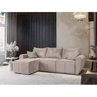Masseno Ecksofa MADISON mit Schlaffunktion L-Form, Sofa mit Bettkasten, Wohnzimmersofa, Couch, Soffa, Bettsofa, Couchgarnitur- Beige, PAROS 02