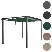 Mendler Aluminium Pergola HWC-N93, Gartenpavillon Pavillon Garten, stabiles 8cm-Gestell Schiebedach UV50+ 3x