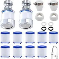 Elkuaie 14 Stück Wasserfilter Wasserhahn, 2 Pcs 360° Wasserhahn Filter+9 Pcs Pp-Baumwollfilterelement+2 Pcs Universelle Schnittstelle