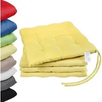 Unyqoos Sitzkissen 4er-Set 40 x 40 x 3 cm, gefüllt, mit Bindebändern, gelb, Außen 55% Baumwolle/45% Polyester, Füllung 100% Polyester, waschbar 30°C, Standard 100