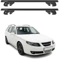 Menabo Dachträger Grundtäger für Saab 9-5 Kombi 1998-2010 Alu 90kg Schwarz 2tlg