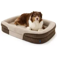 Bedsure Orthopädisches Hundebett L 97x71x18cm Braun Cord Fleece Wasserfest Rutschfest