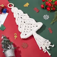 Markenlos DIY Macrame Weihnachtsbaum Set - Natürliche Weiße Weihnachtsbaum Ornamente - Urlaubsdekorationsset mit Quasten