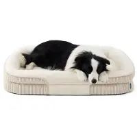 Bedsure Orthopädisches Hundebett XL 106x76x18cm Creme mit wasserdichtem Futter und rutschfester Unterseite