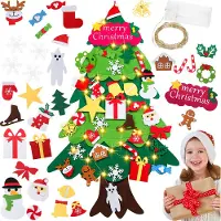 Yakimz Filz Weihnachtsbaum DIY LED Weihnachtsbaum Weihnachten Set Hängend Nachbildung für Kinder Weihnachten Geschenk mit LED Lichter
