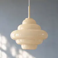 LUCANDE Hängelampe Leilani , dimmbar, gelb / orange, für Wohn- / Esszimmer, Glas, Design, Pendelleuchte