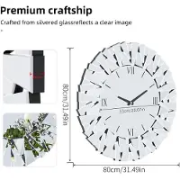 StarTech.com Große Wanduhr - Runde 3D-Spiegeluhr - 80 cm - Römische Ziffern - Modernes Design - Quarzuhrwerk - Wohnzimmer