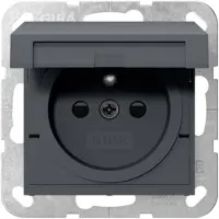 Gira Giersiepen Steckdose mit Erdungsstift System 55 Anthrazit Klappdeckel Safety