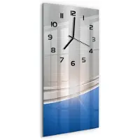 Tulup Wanduhr aus Glas – 30x60 cm - Glasbild - Glasuhr - Gehärtetes Glas -Metall Abstraktion