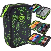 CoolPack - JUMPER 3 - Dreifach-Federmäppchen mit Zubehör - GAME NIGHT