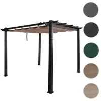Mendler Aluminium Pergola HWC-N93, Gartenpavillon Pavillon Garten, stabiles 8cm-Gestell Schiebedach UV50+ 3x