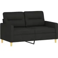 vidaXL 3-tlg. Sofagarnitur mit Kissen Schwarz Stoff