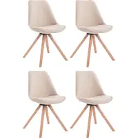 CLP 4er Set Besucherstühle Toulouse Stoff Square creme/natura