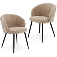 Idimex Esszimmerstühle KURSI im 2er Set, Beige - Designstühle mit weich gerundeter Rückenlehne, Küchenstühle für hohen Sitzkomfort, Polsterstuhl mit stabilem Metallgestell [max. Belastbarkeit 140 kg]