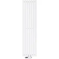 LuxeBath Badheizkörper Stella 370x1400mm Weiß Mittel mit Anschlussgarnitur Thermostat Universal Handtuchwärmer Handtuchtrockner