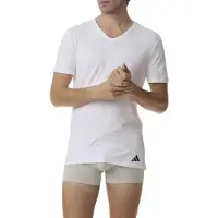 Adidas Underwear T-Shirt ORIGINALS "T-Shirt V-Neck Shirt Active Flex Cotton 2er Pack", Herren, Gr. M, weiß, Obermaterial: 95% Baumwolle CO. 5% Elasthan EL., Shirts T-Shirt