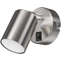 Ledscom.de Wandspot WAIKA Schalter chrom matt + LED Lampe warm- weiß 3-Stufen Dimmen 500lm – Edelstahl / 500lm (5,8w) / 3-stufen-dimmer / Lichtfarbe: Warmweiß, Größe 1 Stück (1er Pack)