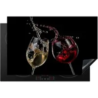 MuchoWow HERDABDECKPLATTE Rotwein - Weißwein - Glas - Schwarz Induktionsschutz 80x52.2 cm