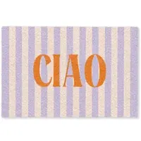 MuchoWow FUSSMATTE Ciao - Zitat - Pastell - Streifen Schmutzfangmatte 90x60 cm