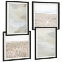 Tulup BILDER SET 4er Set - 50x50 cm & 40x60 cm Schwarzer Rahmen - Abstrakter Hintergrund mit feinen Strichen