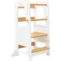 StarTech.com Montessori Lernturm - Küchenhelfer für Kinder - 3-stufig höhenverstellbar - Rutschfest und stabil - Holz - Ab 12 Monaten - Weiß