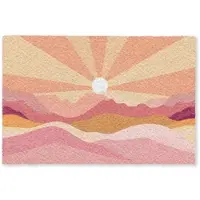 MuchoWow FUSSMATTE Berge - Abstrakt - Sonnenstrahlen - Rosa Sauberlaufmatte 60x40 cm