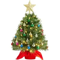 StarTech.com Mini-Weihnachtsbaum - Tischmodell - 60 cm - LED-Lichter - Hängender Christbaumschmuck - Künstlicher Baum - Set
