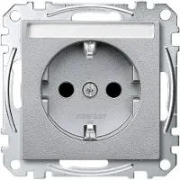 Merten MEG2302-0460 SCHUKO-Steckdose mit Schriftfeld, Berührungsschutz, Steckklemmen, aluminium, System M MEG23020460