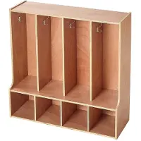 Vevor Offener Kinderkleiderschrank aus Sperrholz, Kindergarderobe mit 8 Haken & 8 Fächern (4 Groß + 4 Klein), Garderobenregal & Aufbewahrungsregal für Kinderzimmer Zuhause Kindergarten Kita