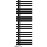LuxeBath Badheizkörper Iron EM 500x1400 mm Schwarz matt Seitenanschluss mit Anschlussgarnitur und Thermostat Eck Wand, Heizkörper Bad, ohne Heizstab