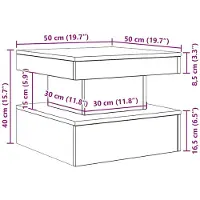 vidaXL Couchtisch mit LED-Leuchten Schwarz Eichen-Optik 50x50x40 cm